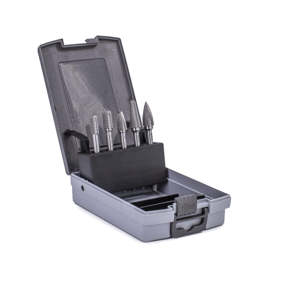 5 Piece Quality Carbide Burr Set with Robust Plastic Case